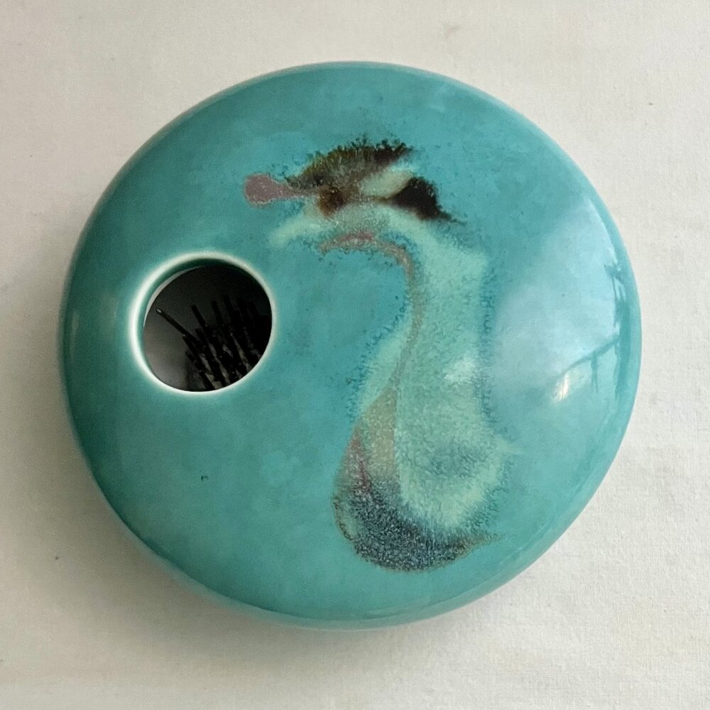 Vintage Studio Pottery Planter with Built in Frog